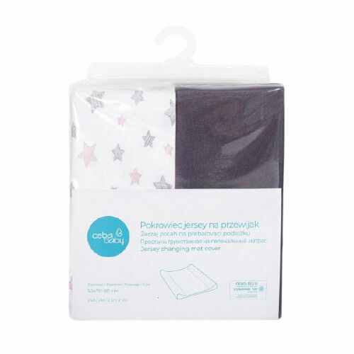 CEBA Potah na přebalovací podložku 50 x 70-80cm Dark Grey+Pink Stars 2ks porovnat ceny