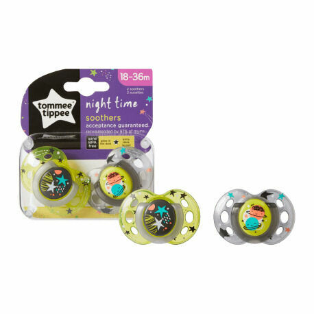 Tommee Tippee Šidítko C2N silikon Night 18-36m 2ks porovnat ceny