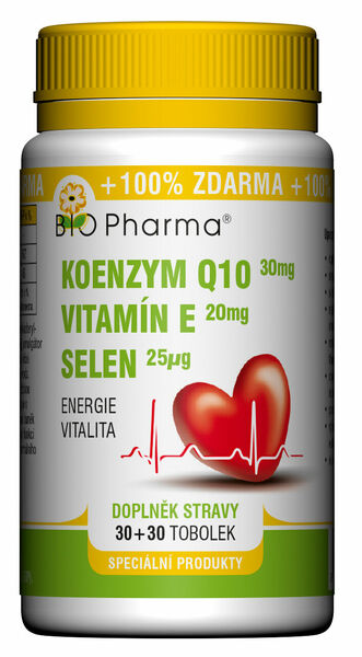 BIO Pharma Koenzym Q10 30mg + Vitamín E 20mg + Selen 25mcg 30+30 tablet porovnat ceny