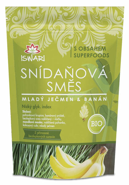 Iswari BIO Snídaňová směs mladý ječmen-banán 300 g porovnat ceny