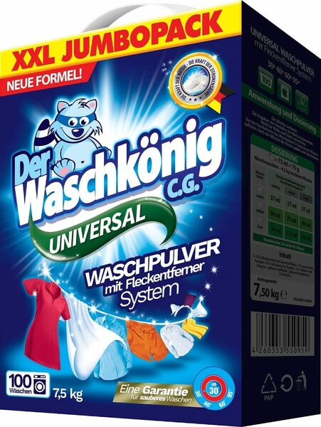 Der Waschkönig Universal prací prášek BOX (100 dávek) 7,5kg porovnat ceny