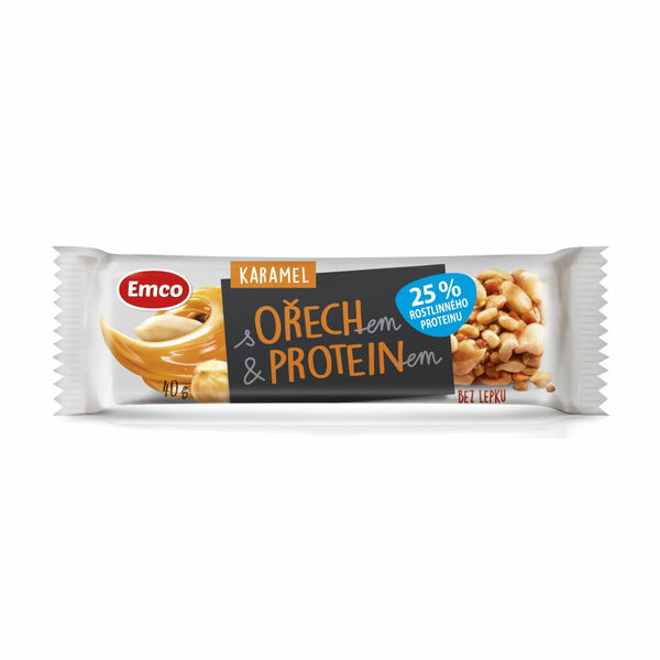 EMCO Tyčinka s ořechem a proteinem Karamel 40 g porovnat ceny