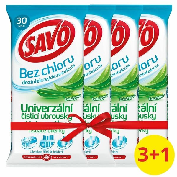 Savo Eukalyptus univerzální čisticí ubrousky bez chloru 4x30ks porovnat ceny