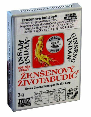 Ženšenový životabudič K.K.Insam Indan3g=200kuliček porovnat ceny