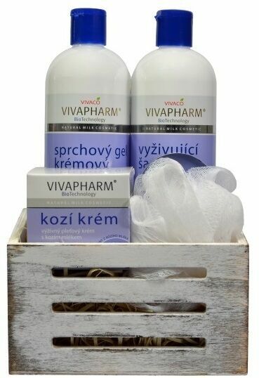 Vivaco  VivaPharm Dárkové balení kosmetiky s kozím mlékem v dřevěné bedýnce 5ks porovnat ceny