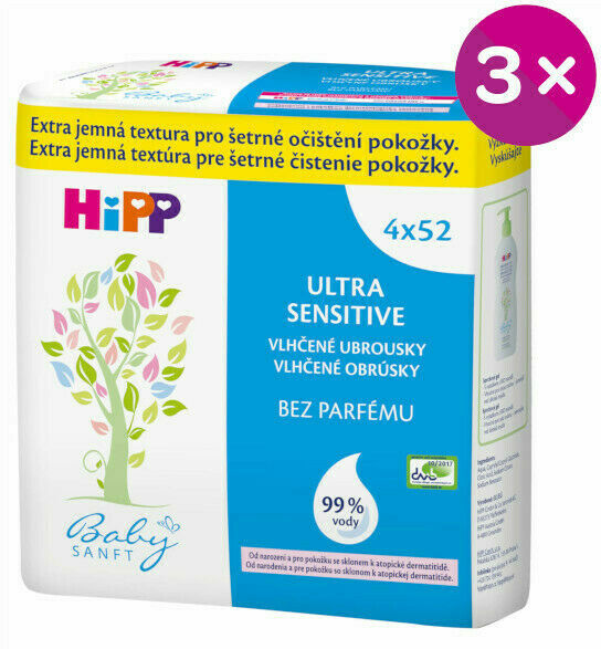 HiPP BABYSANFT Čistící vlhčené ubrousky Ultra sensitive 4x52ks porovnat ceny