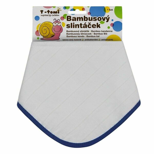 T-tomi Bambusový BIO slintáček 1 ks bílý modrý okraj porovnat ceny
