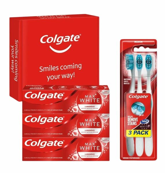 Colgate box Max White Luminous 3x 75ml + 3x Colgate 360 zubní kartáček porovnat ceny