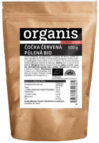 Organis Čočka červená půlená BIO 500g porovnat ceny