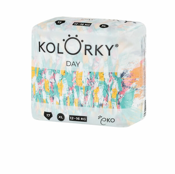 Kolorky DAY - štětce - XL (12-16 kg) jednorázové eko plenky 17ks porovnat ceny