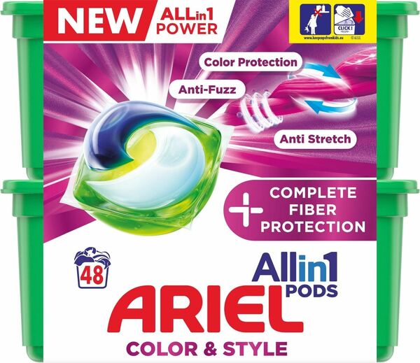 Ariel gelové kapsle All in 1 Color Complete Fiber Protection 48ks porovnat ceny