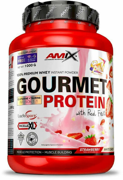 AMIX Gourmet Protein, Jahoda-bílá čokoláda, 1000g porovnat ceny