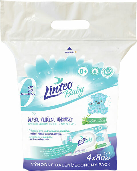 Linteo Baby Vlhčené ubrousky s Aloe vera 4x80ks porovnat ceny