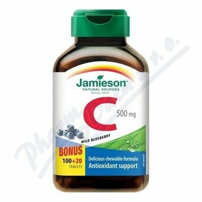 Jamieson Vitamín C 500mg tablety na cucání s příchutí borůvky 120 tablet porovnat ceny