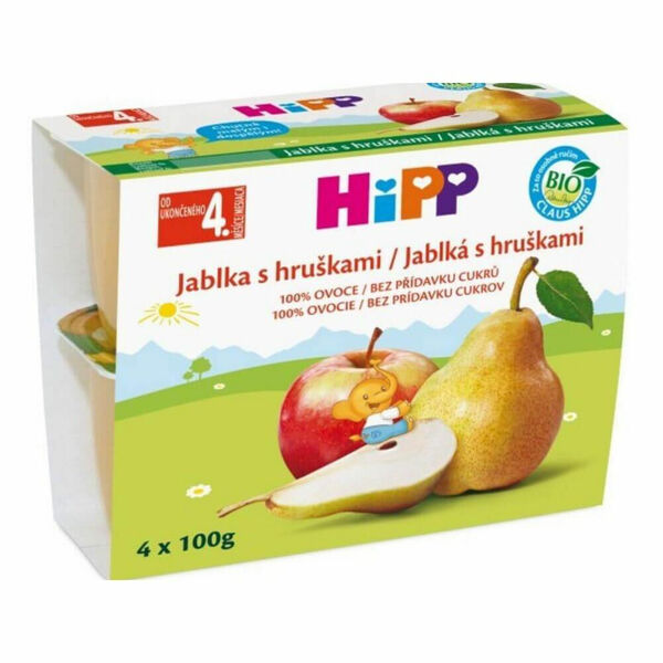 HIPP Ovoce 100% Jablka s hruškami BIO 4x100 g porovnat ceny