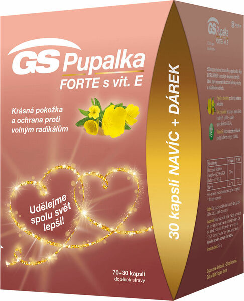 GS Pupalka Forte s vitaminem E dárkové balení 70+30 kapslí + dárek porovnat ceny