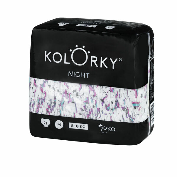 Kolorky NIGHT - M (5-8 kg) noční jednorázové eko plenky 21ks porovnat ceny