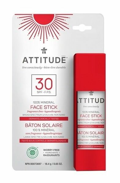 ATTITUDE 100% minerální ochranná tyčinka na obličej a rty (SPF 30) bez vůně 18,4g porovnat ceny