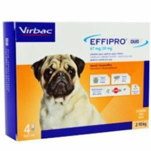 VIRBAC Effipro DUO Dog S (2-10 kg) 67/20 mg, 4x0,67 ml porovnat ceny
