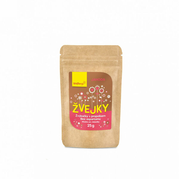 WOLFBERRY Žvejky s propolisem, jahoda 25 g porovnat ceny