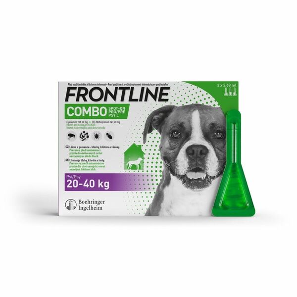 Frontline COMBO Spot on Dog L 2.68 ml pes 20-40 kg 3 pipety porovnat ceny