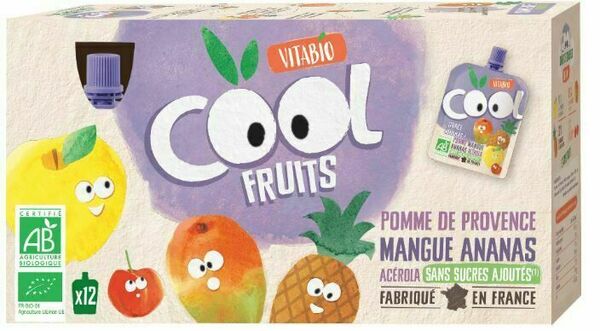 Vitabio Ovocné BIO kapsičky Cool Fruits jablko, mango, ananas a acerola 12x90g porovnat ceny