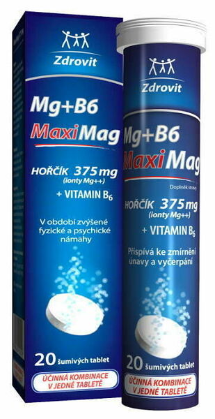 Zdrovit MaxMag Hořčík 375mg+B6 20 šumivých tablet porovnat ceny