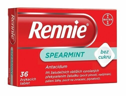 Rennie Spearmint bez cukru Žvýkací tablety 36ks porovnat ceny