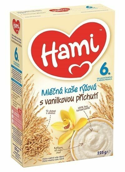 Hami mléčná kaše rýžová s vanilkovou příchutí od uk. 6. měsíce 225g porovnat ceny