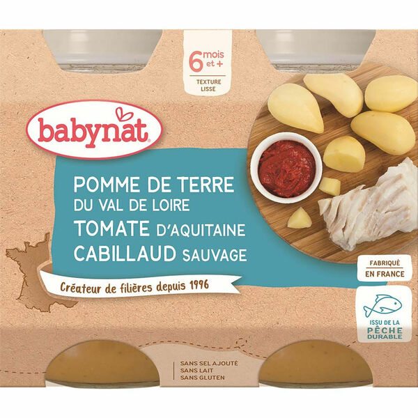 BABYBIO Brambory s Islandskou treskou a rajčatovým pyré 2x200 g porovnat ceny