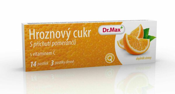 Dr.Max Hroznový cukr s vitaminem C pomeranč 14 pastilek porovnat ceny
