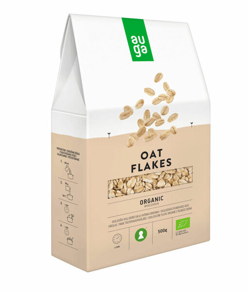 Auga Organic Instant Oat flakes, bio celozrnné instantní vločky 500g porovnat ceny