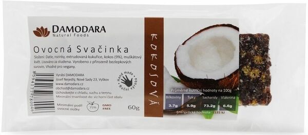 Damodara Ovocná svačinka kokosová 60g porovnat ceny