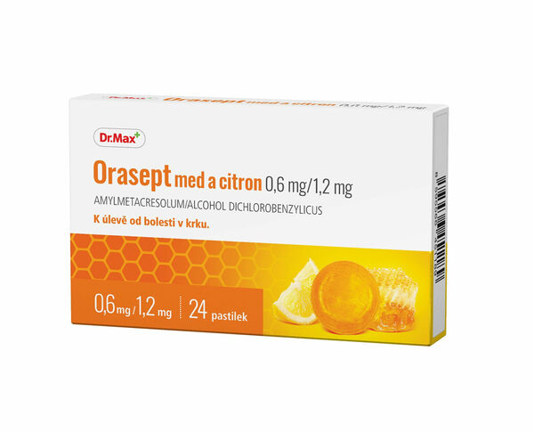 Dr.Max Orasept med a citron 0,6 mg/1,2 mg 24 pastilek porovnat ceny