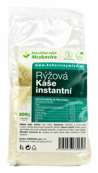 Kukuřičný mlýn Mrzkovice Rýžová kaše instantní (natural) 200g porovnat ceny