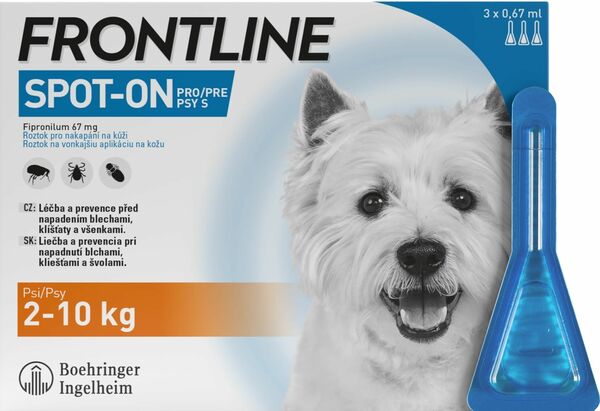 Frontline Spot On Dog S 2-10kg, Pipeta 3x0,67ml porovnat ceny