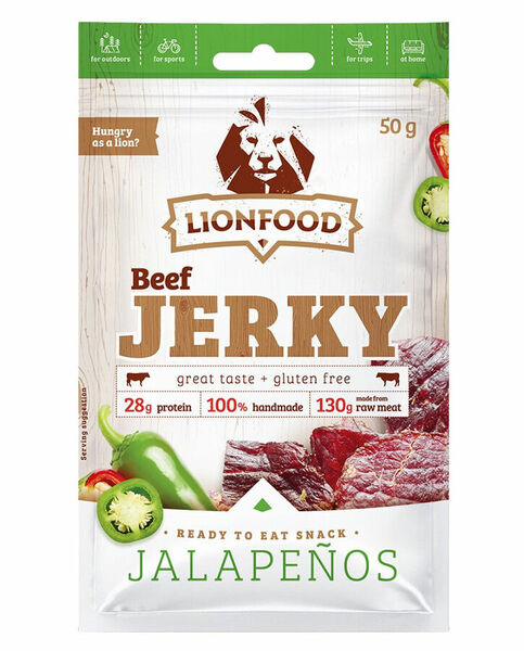 Lionfood Beef Jerky Jalapeños 50g porovnat ceny