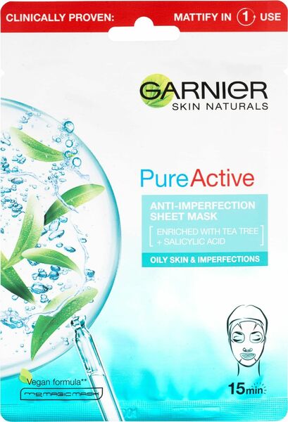 Garnier Skin Naturals hydratační textilní maska obohacená o čajovník a kyselinu salicylovou Pure Active 23g porovnat ceny