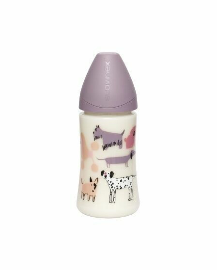 Suavinex Láhev kulatá savička Latex - Fialový pes 270ml porovnat ceny