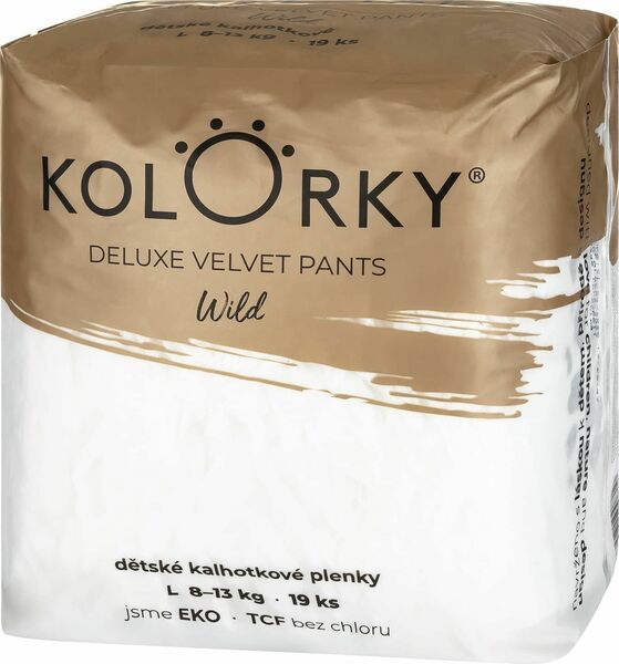 Kolorky Deluxe Velvet Pants Jednorázové kalhotkové eko plenky - wild - L (8-13 kg) 19ks porovnat ceny