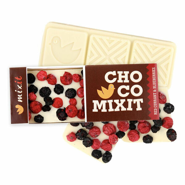 MIXIT Mini čokoláda bílá s červeným rybízem a borůvkami 50 g porovnat ceny