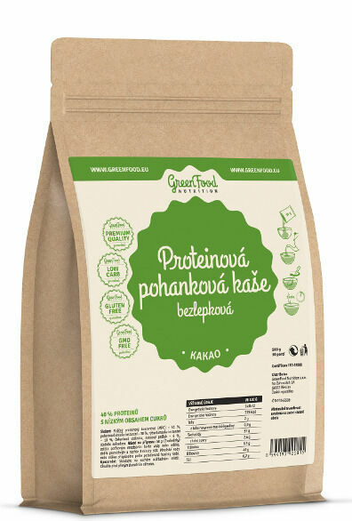 GreenFood Nutrition Proteinová pohanková kaše bezlepková kakaová 500g porovnat ceny