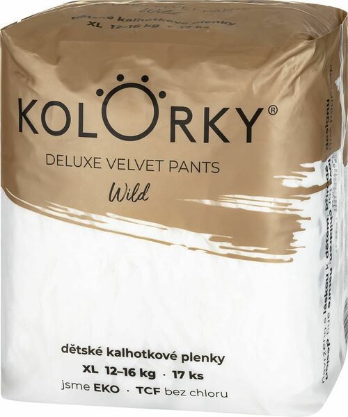 Kolorky Deluxe Velvet Pants Jednorázové kalhotkové eko plenky - wild - XL (12-16 kg) 17ks porovnat ceny
