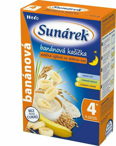 Sunárek Banánová kašička mléčná rýžová na dobrou noc 225g porovnat ceny