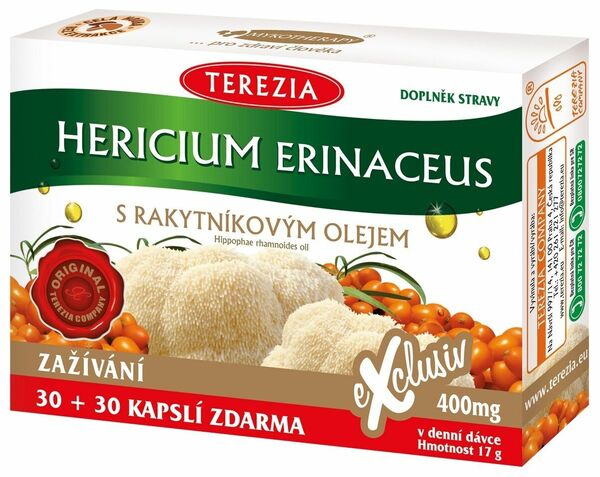 Terezia Hericium erinaceus s rakytníkovým olejem 30+30 kapslí ZDARMA porovnat ceny
