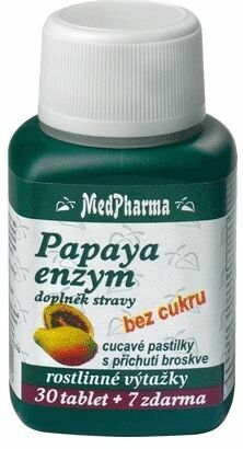 MedPharma Papaya enzym - cucavé pastilky bez cukru 37 tablet porovnat ceny