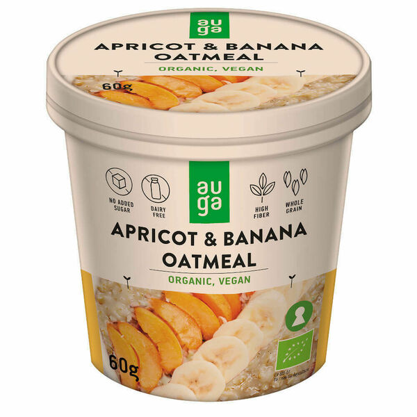 Auga Organic Oatmeal, bio ovesná kaše s meruňkou a banánem, 60g porovnat ceny