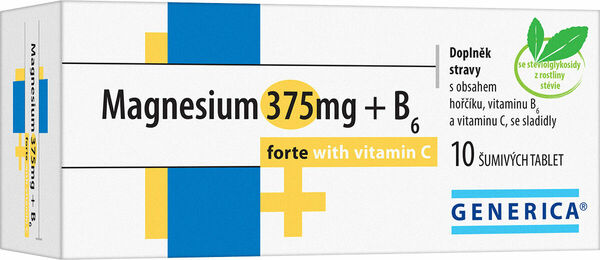 Generica Magnesium 375mg+B6 forte s vitaminem C 10 šumivých tablet porovnat ceny