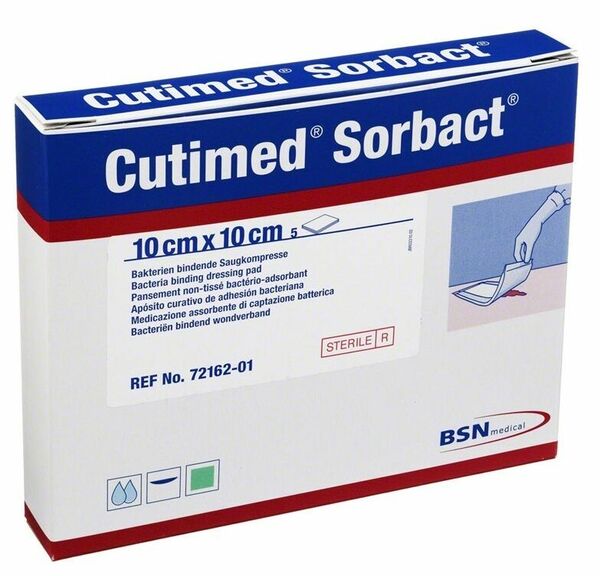 Cutimed Sorbact 10x10cm 5ks antimikrob.savý kompr. porovnat ceny