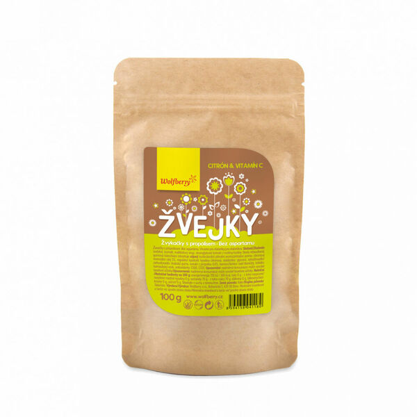 WOLFBERRY Žvejky s propolisem, citrón + vitamín C 100 g porovnat ceny